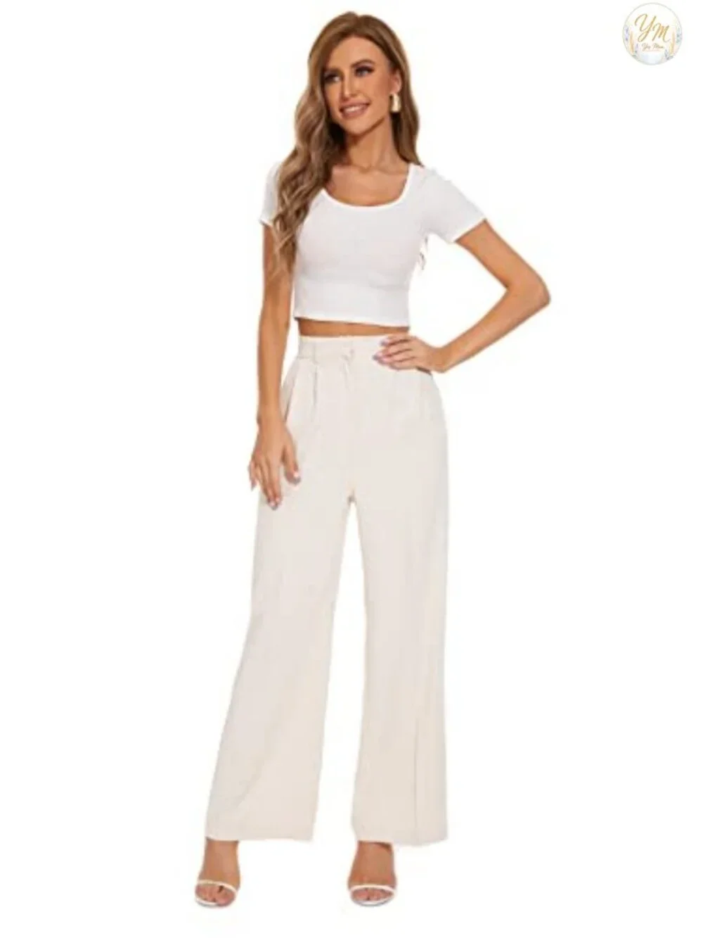 Wide Leg Dress Pants Women High Waist Pleated Front Zipper Slacks Business